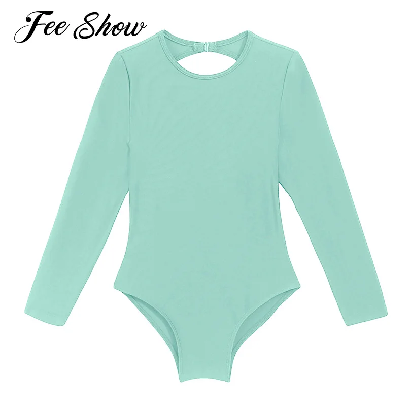 

Kids Girls Ballet Tutu Dress Long Sleeves Open Back with Crisscross Straps Ballet Leotard Gymnastics Workout Bodysuit Unitards