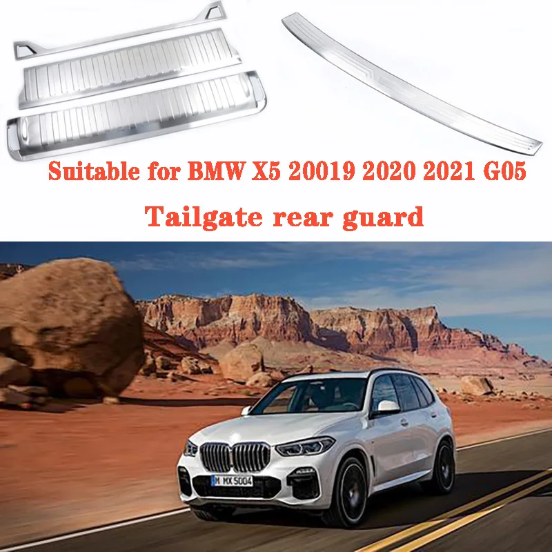 

For BMW X5 G05 2019 2020 2021 Stainless Inner Rear Door Trunk Bumper Fender Protector Sill Cover Frame Trim Sticker Accessories