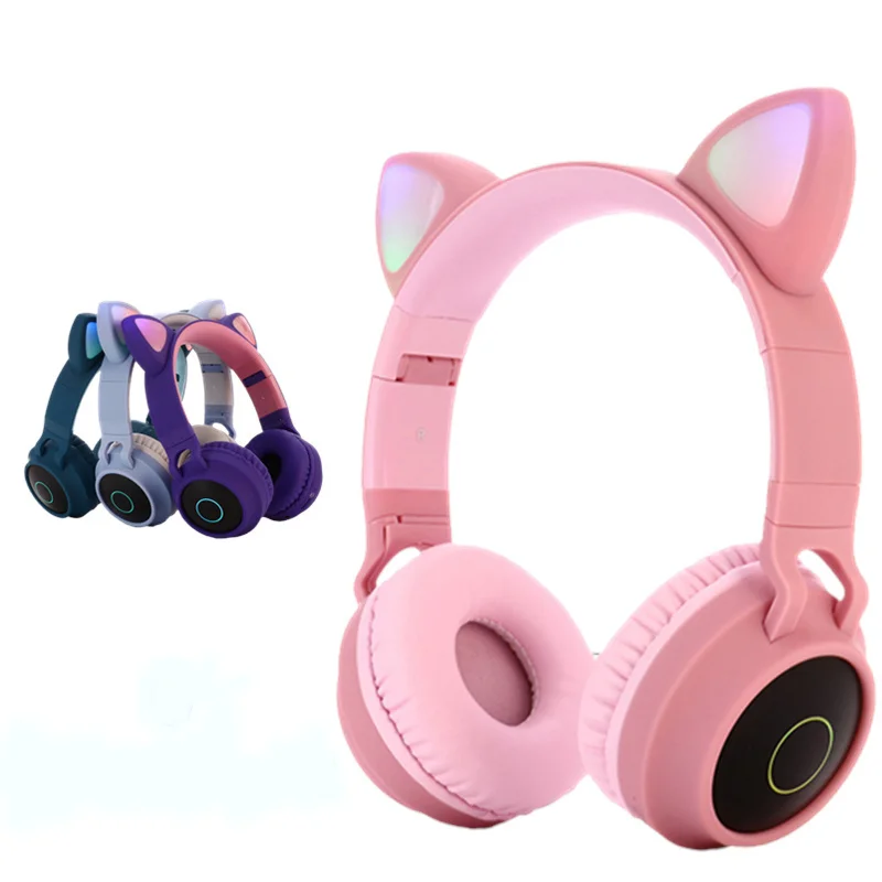 

Inalámbrico auriculares LED luminiscente gato orejas 5,0 compatible con Bluetooth auriculares de música auriculares para niños y