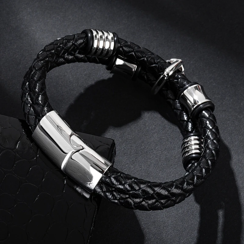 Модные мужские браслеты из натуральной кожи панк череп очаровательные манжеты