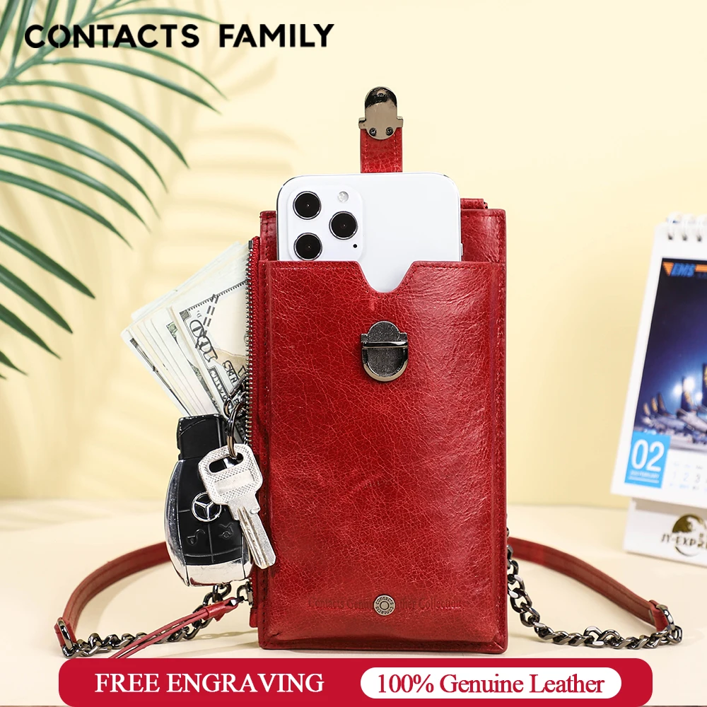 

Fashion Crossbody Phone Bag Genuine Leather Women Wallets For Mobile Phone Shoulder Messenger Bag With Strap