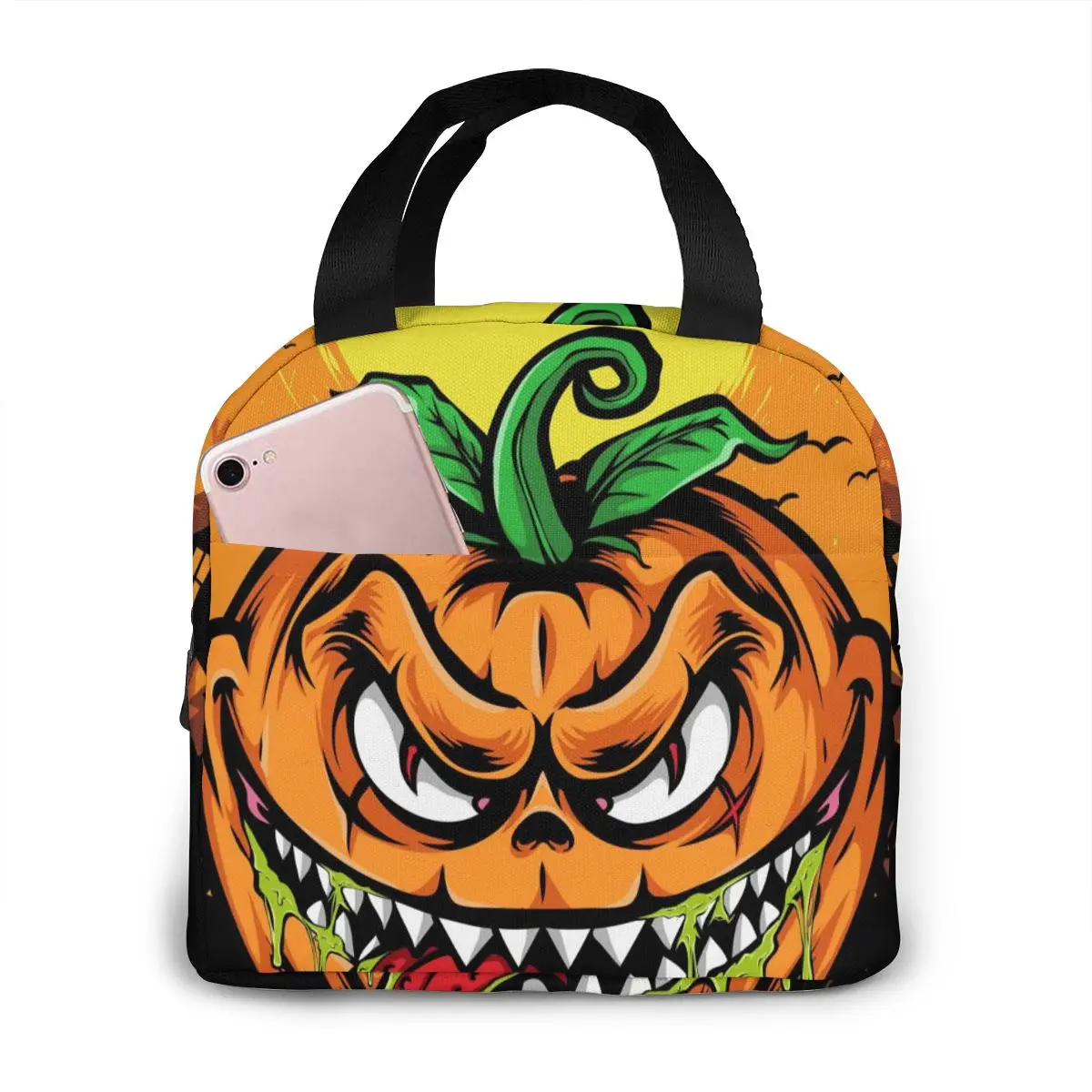 

Сумка-холодильник для Хэллоуина с изображением монстра тыквы, портативная Термосумка на молнии для ланча, удобный Ланч-бокс, сумка-тоут для ...