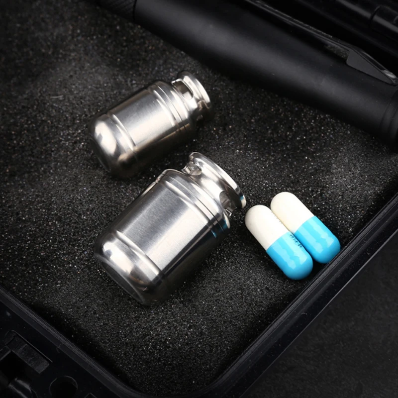 

A401 Portable Titanium Alloy TC4 Waterproof Storage Mini Pill Bottle Keychain EDC Portable Emergency Waterproof Tank