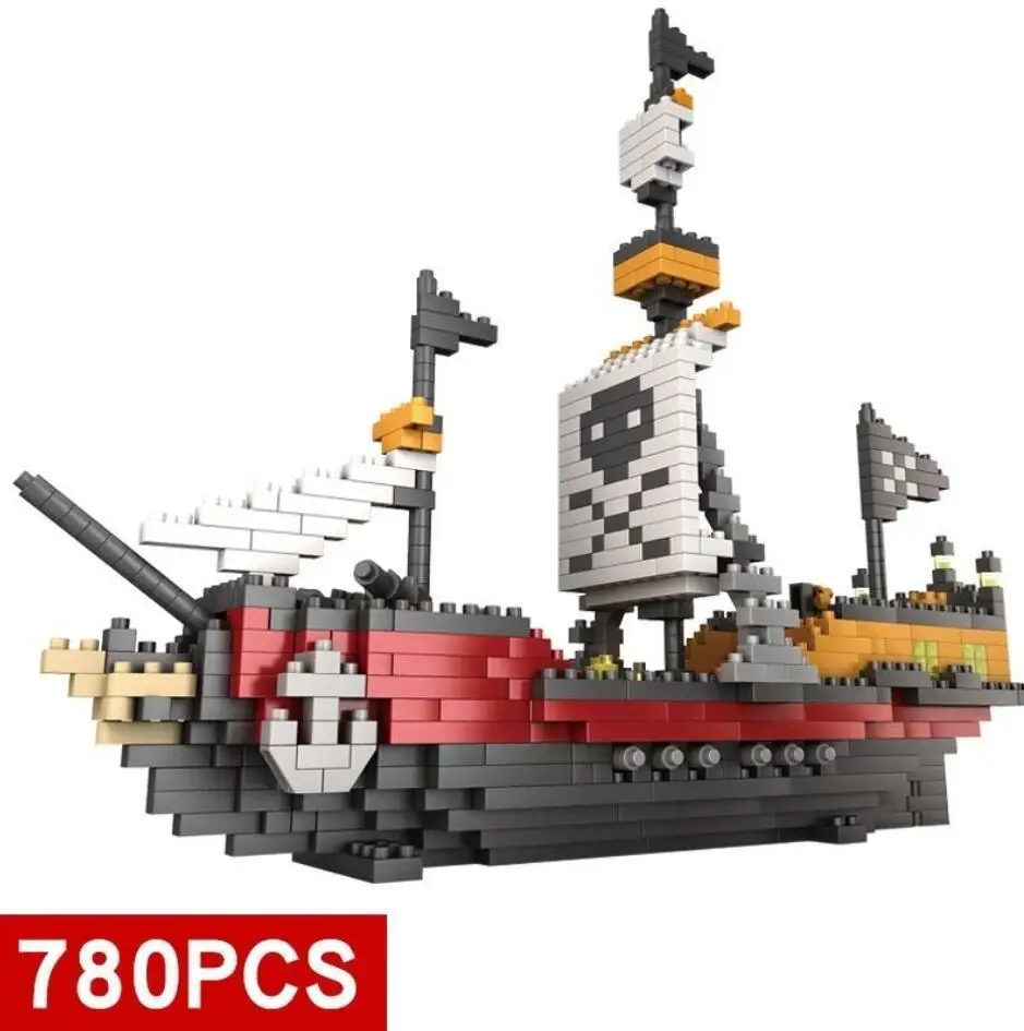 

780Pcs Set Miniature diamond mini small particles puzzle assembled building blocks pirate ship home creative decoration