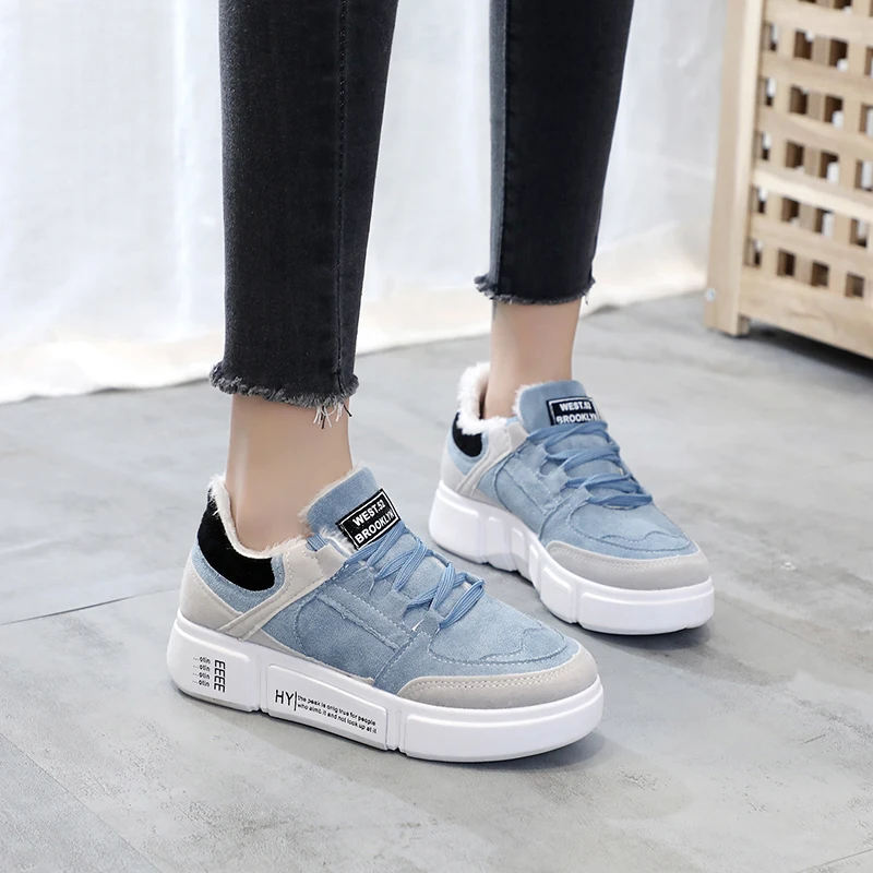 Женские кроссовки с мехом розовые повседневные для пробежек прогулочная обувь