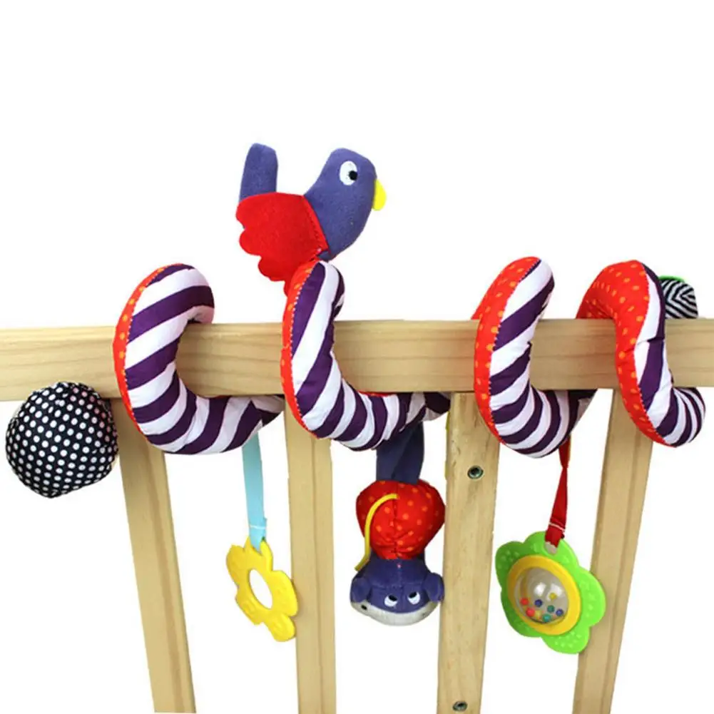 

Crib Around Rattle Spiral Plush Toy Car Seat Crib Baby Teething Pram Rattles Toy New Purple Bird Cot Taddlers Hanging Bell Gifts
