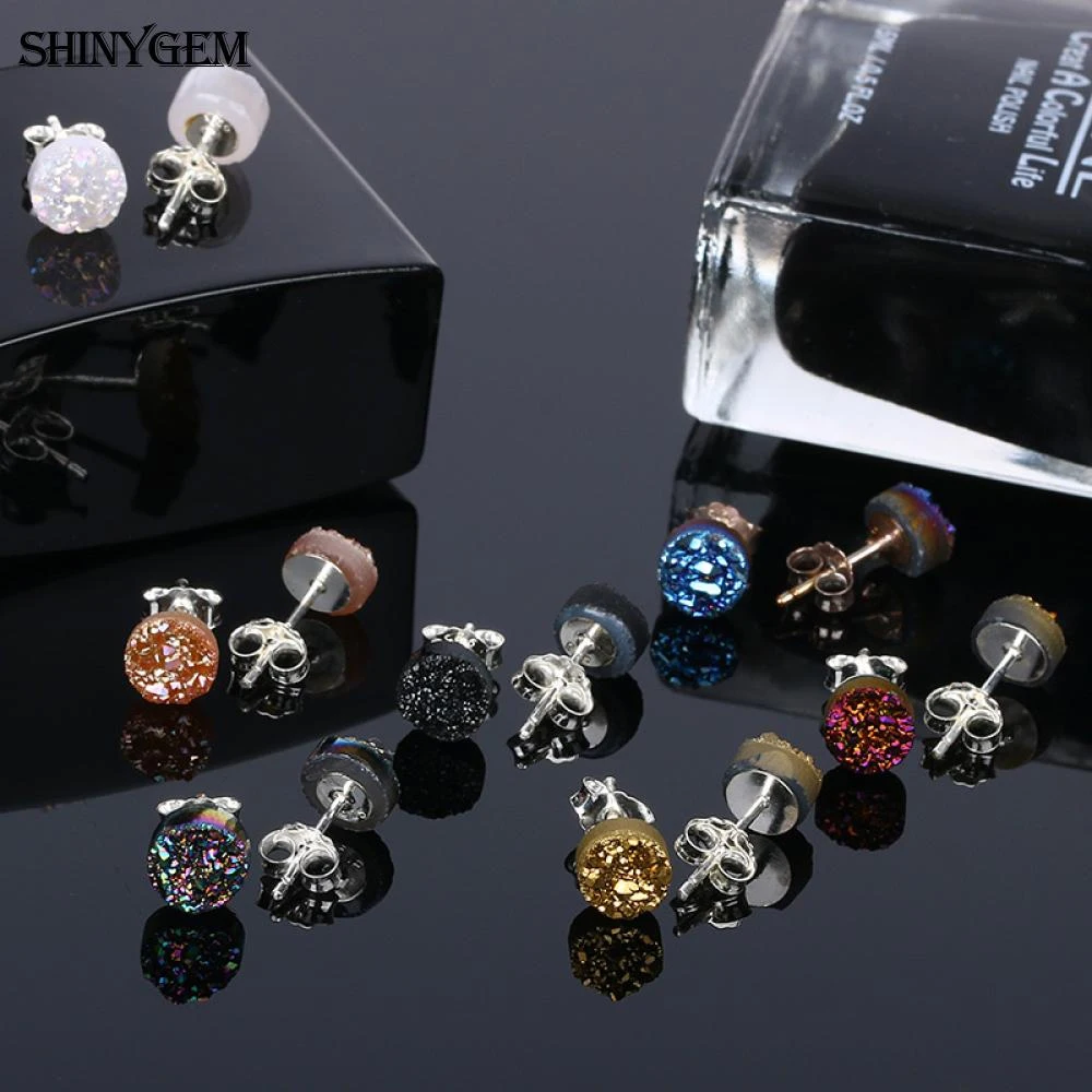 ShinyGem модные сверкающие натуральный опал драгоценный камень Друза серьги