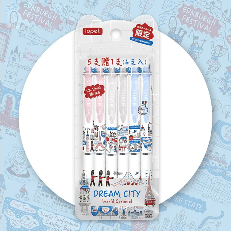 

30 pcs/lot Creative World City Gel Pen Set Cute 0.5 mm black Ink Signature Pens Promotional Gift Office School Supplies