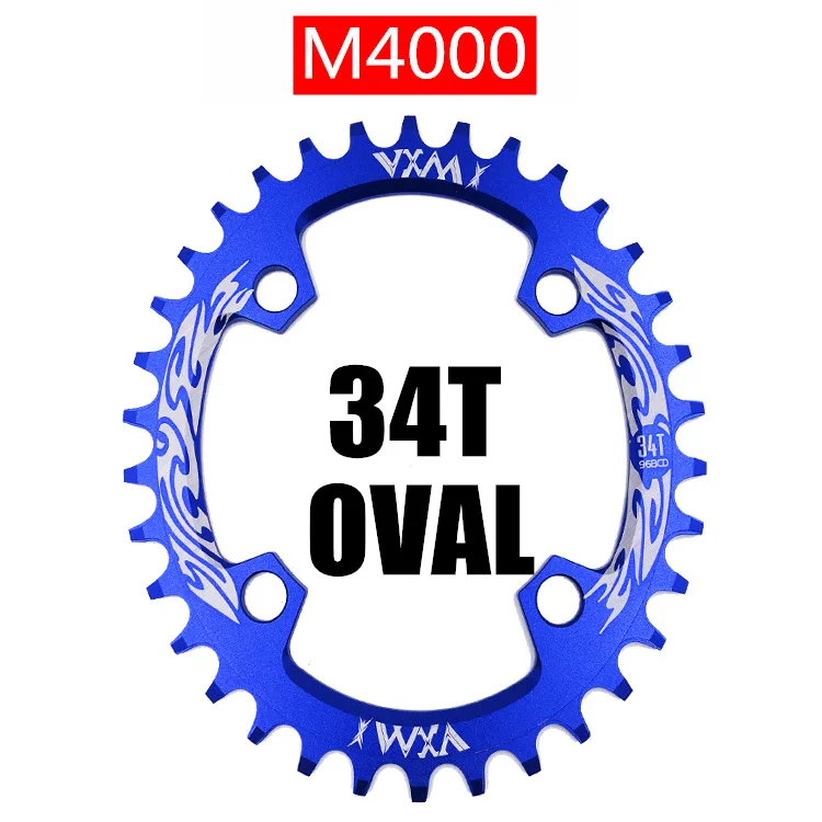 Велосипедная цепь VXM 96BCD 32T 34T 36T 38T MTB, узкая широкая цепь, овальная цепь, велосипедная шатунная пластина, запчасти для велосипеда - Цвет: Oval 96BCD 34T Blue