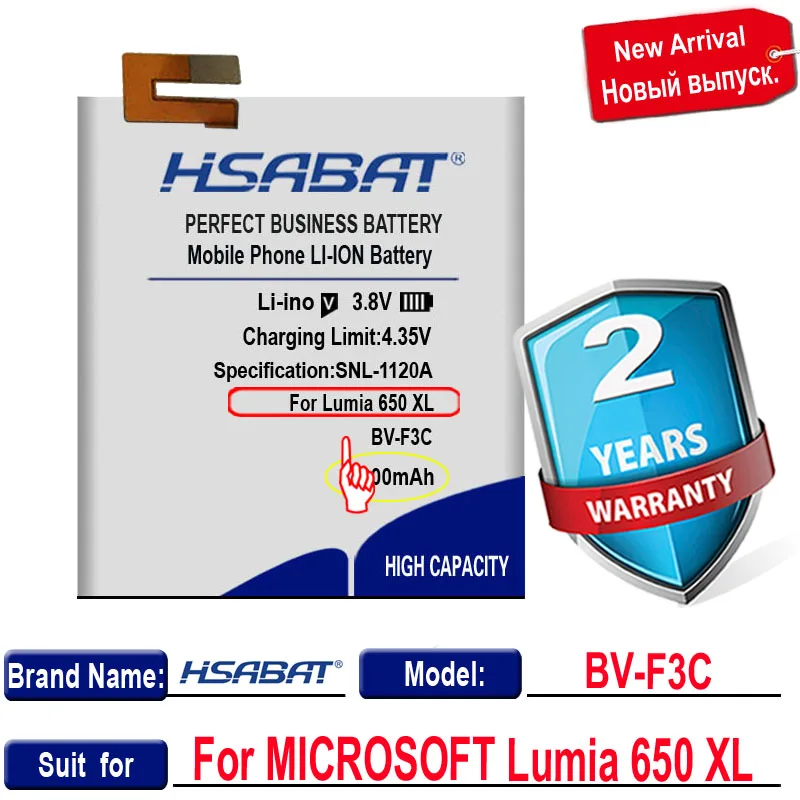 HSABAT 0 цикл 3000 мАч фотоаккумулятор для Nokia Microsoft Lumia 650XL Высококачественная