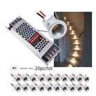 1 Вт DC12V IP65 Светодиодный точечный мини-светильник с накатанной головкой Светодиодный прожектор лампы шкаф окружающего освещения (полный комплект) 20 штук, украшенное мозаикой из драгоценных камней, 12V 60 Вт источника питания