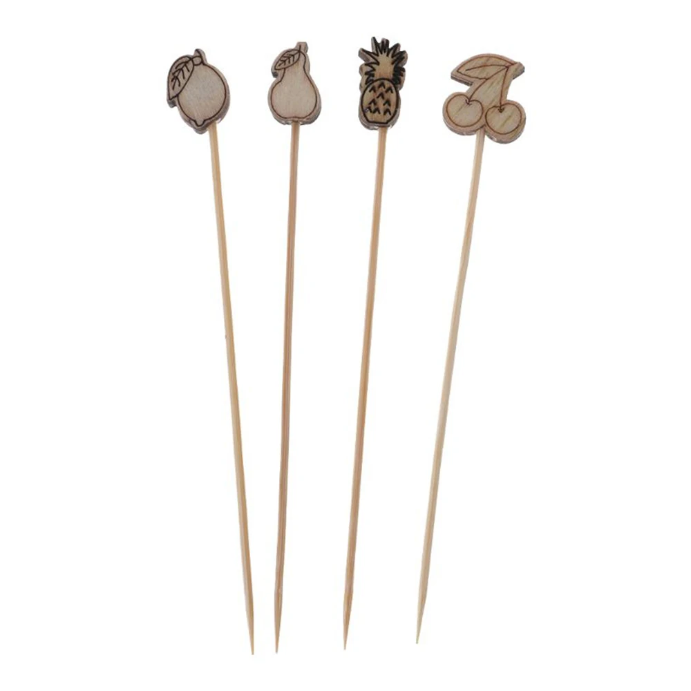 100X Bamboo Cocktail Picks Fruit Dessert Food cake Sticks ornament Drink Stirrer wedding Party festival Decoration |