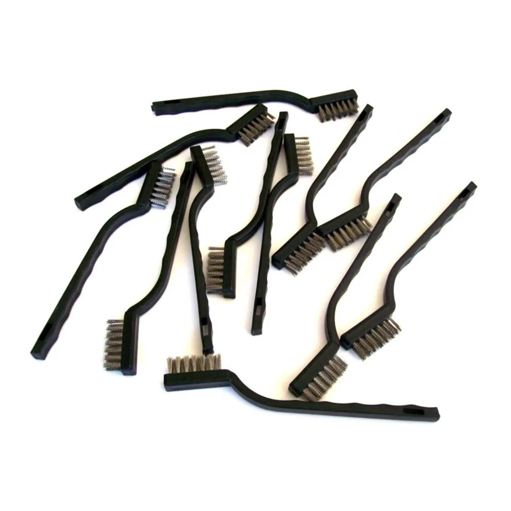 

12pcs Stainless Steel Wire Brush BrassABS Comfortable Handle 175mm For Cleaning For Industrial Devices Surface/Inner Polishing