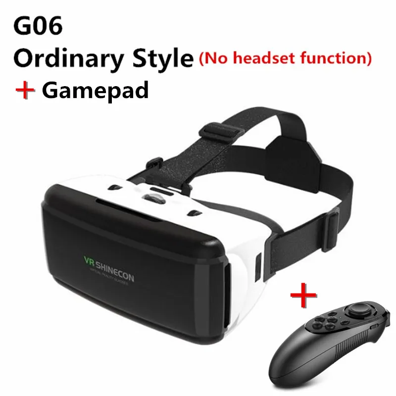 G06 add gamepad VR виртуальной реальности 3D очки коробка стерео VR Google картонная гарнитура шлем для IOS Android смартфон, Bluetooth рокер - Цвет: G06 add gamepad