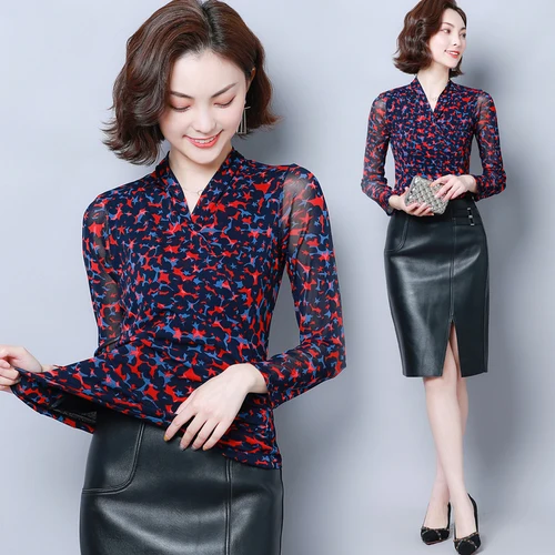 Осень-зима 2020 новая стильная женская блузка с v-образным вырезом индивидуальным