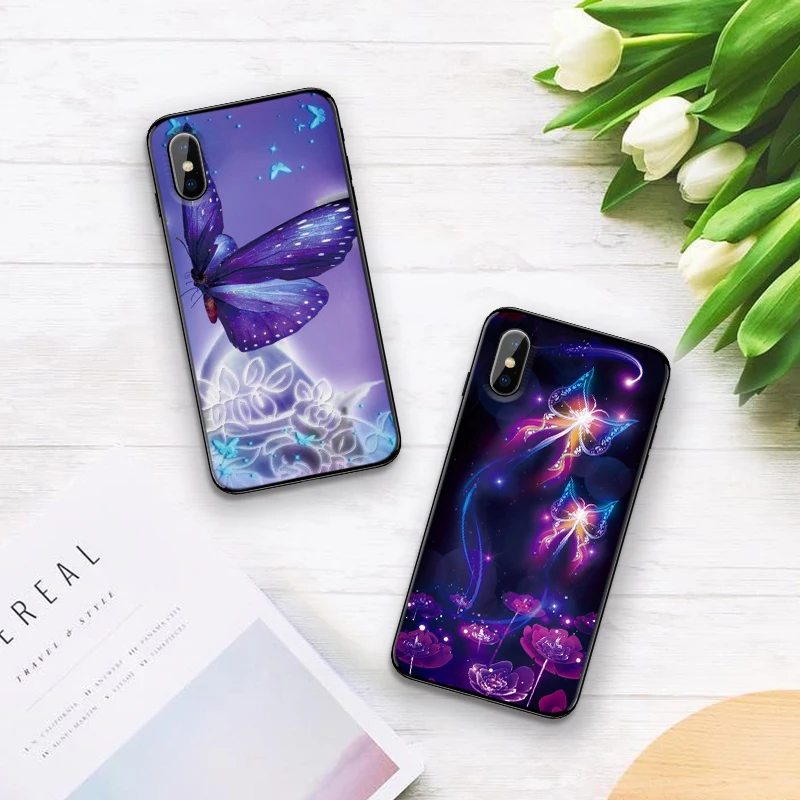 Для Xiaomi Redmi 7 Note 4X 5A 16G 32G GO 7A K20 Бабочка Фиолетовый 5 6 8 Pro задняя крышка для телефона