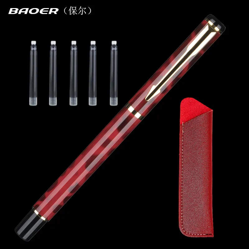

Baoer 801 черного и золотого цвета красный авторучка Роскошные офисные подарок чернилами 0,5 мм & 1,0 мм наконечник ручка для подарка