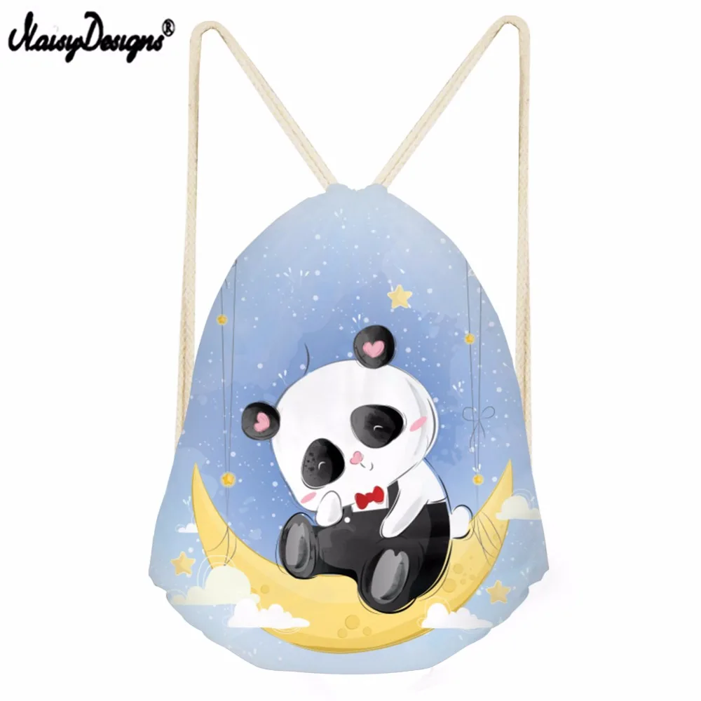 

Noisydesigns Small Drawstring Bagk Girls Escolar Mini Backpack Cute Panda Pattern 3D Printed Backpack For Teenagers Shopping Bag