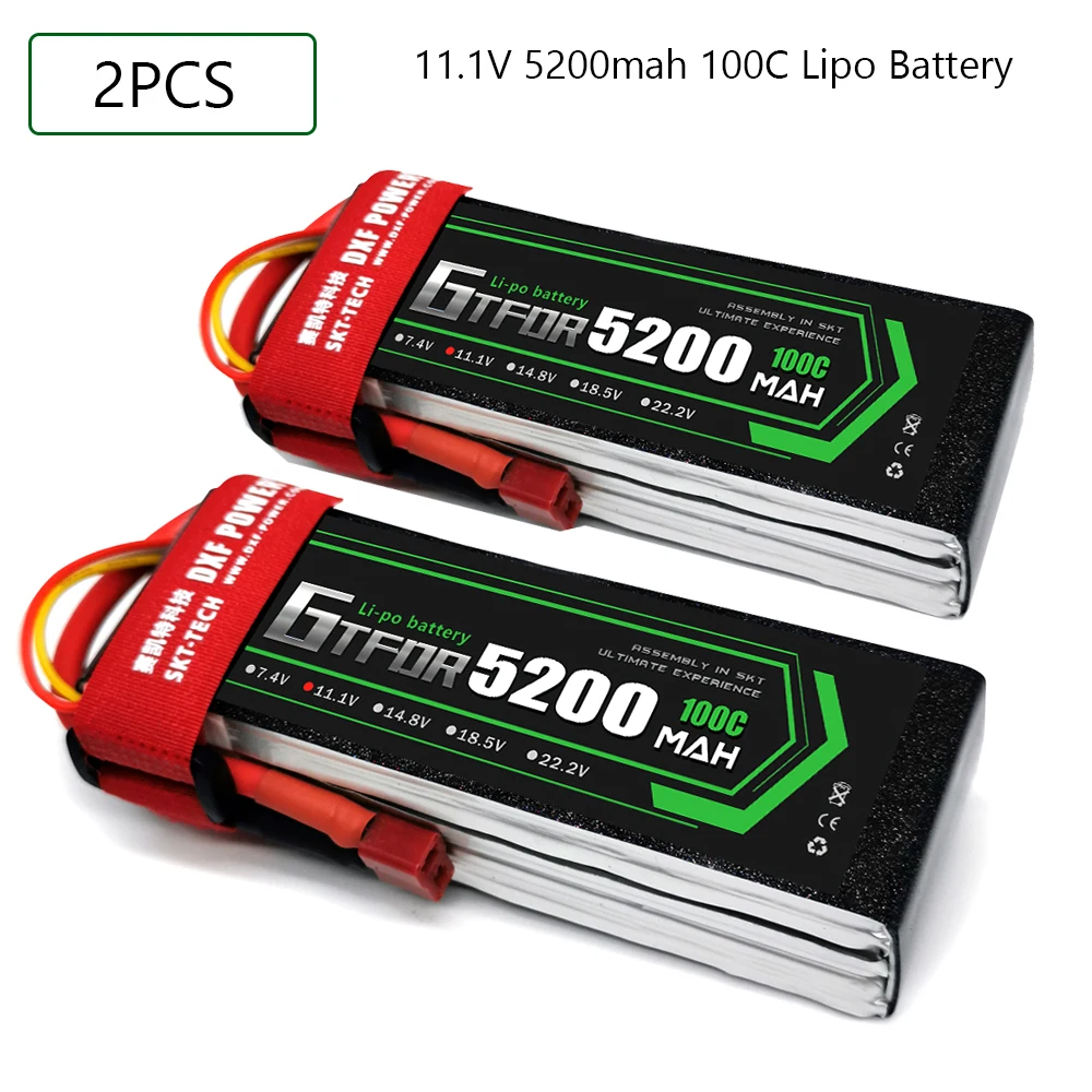 

GTFDR 3S 11.1V 5200mah 100C-200C Lipo Battery 3S XT60 T Deans XT90 EC5 For FPV Drone Airplane Car Racing Truck Boat RC Parts