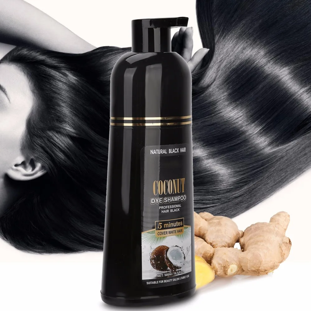 

500ml Coconut Ginger Shampoo Fast Black Hair Dye Coloring Nourishing Shampoo Hair Care Tool hair darkening shampoo bar