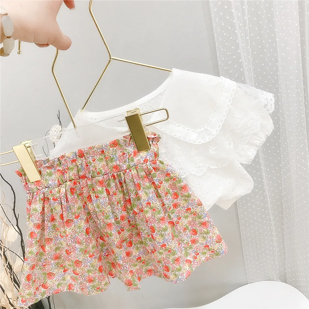 

2021 New 2 Pc Set Little Girl Clothes Shirt and Skirt Set Baby Girl Clothes Toddler Girl Summer Clothes Children Outfits Age 1-6