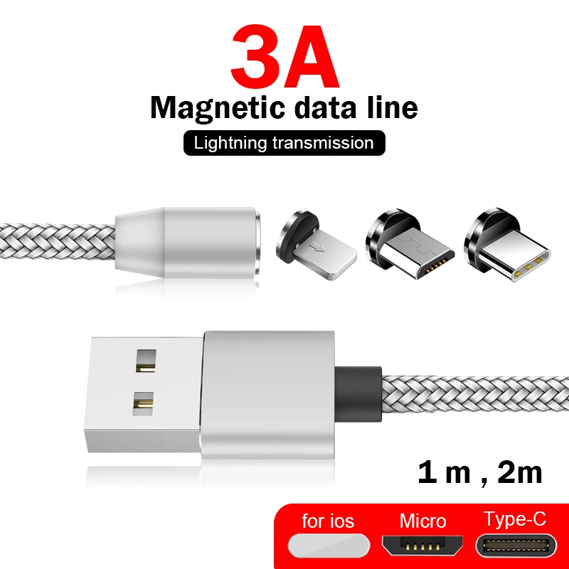 Магнитный USB кабель для быстрой зарядки usb type C зарядный Micro данных мобильного