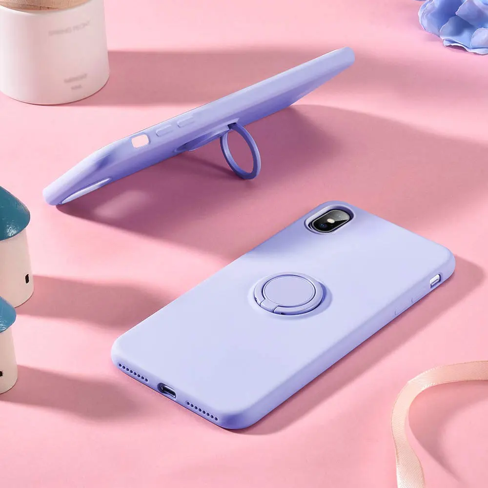 Для iPhone XR чехол силиконовый жидкий силиконовый чехол с кольцом-держателем противоударный чехол для телефона для iPhone X XS Max 8 Plus 7 6 6S 8 Plus 11 Pro 7plus подставка для пальцев аксессуары