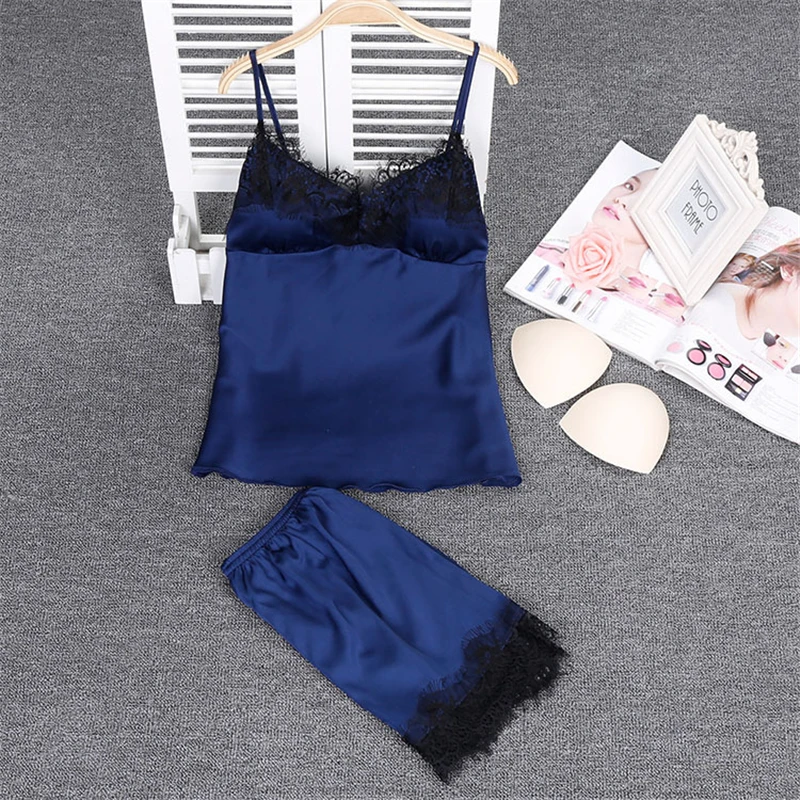 Сексуальный кружевной женский пижамный комплект с v образным вырезом летняя