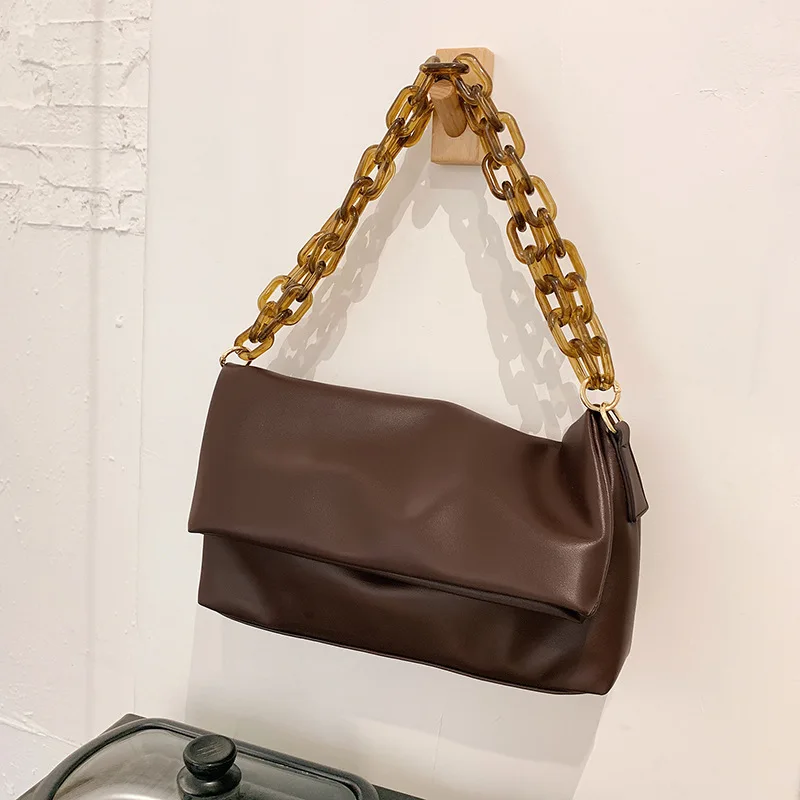 

Thick Chain PU Leather Shoulder Bags for Women 2020 Crossbody Handbags and Purses Female Travel Luxury Trending Cross Body Bag