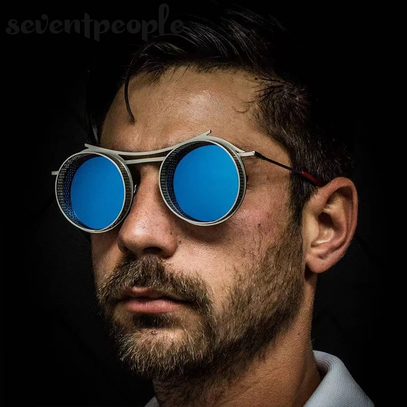 

Retro Round Steampunk Sunglasses Men 2021 Luxury Brand Designer Vintage Steam Punk Sun Glasses for Women Fashion Hollow Sunglass