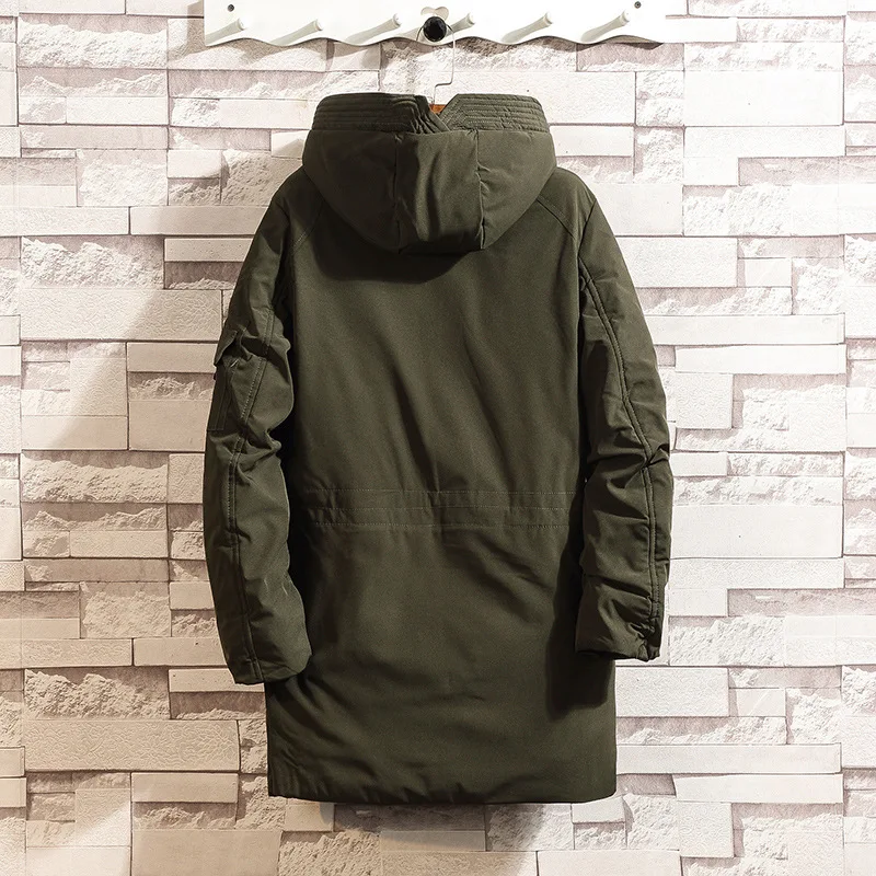 

Men's Fashion Hooded Multi Pocket Long Section Casual Large Size Winter Coat Jacket Long Parker Coat Hooded Thick Windbreaker