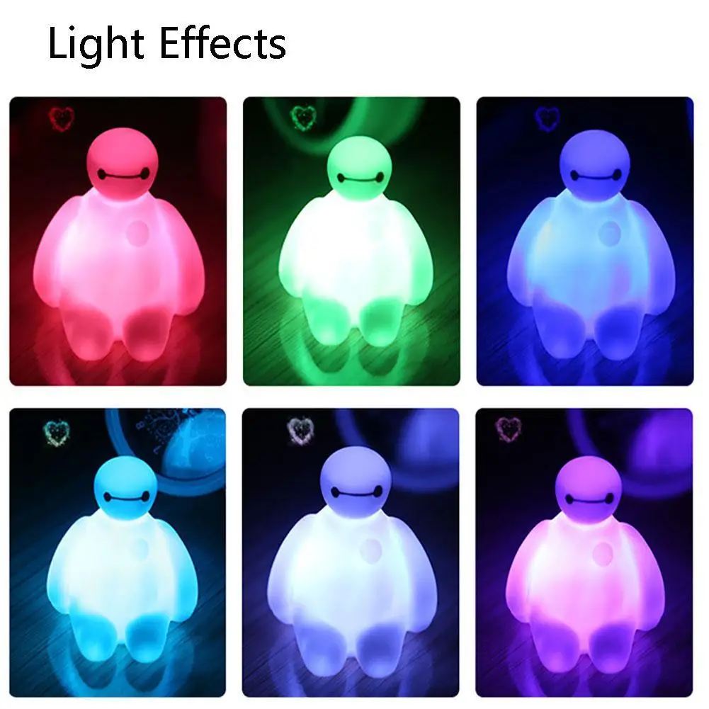 Мультяшный Ночной светильник переключатель Baymax светодиодная лампа портативный