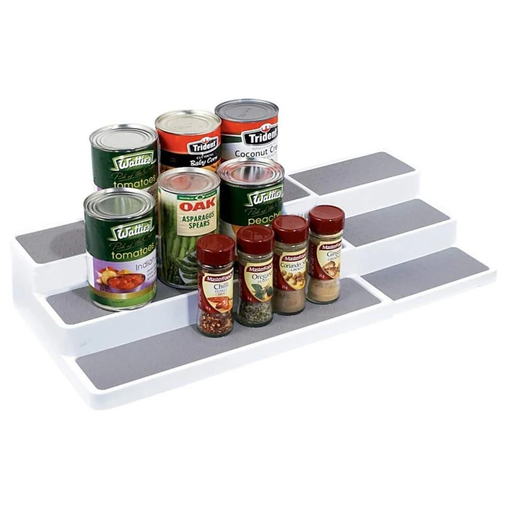 

3-Tier Spice Pantry Spice Rack Expandable Step Shelf Cabinet Non Skid Kitchen Organizer Waterproof