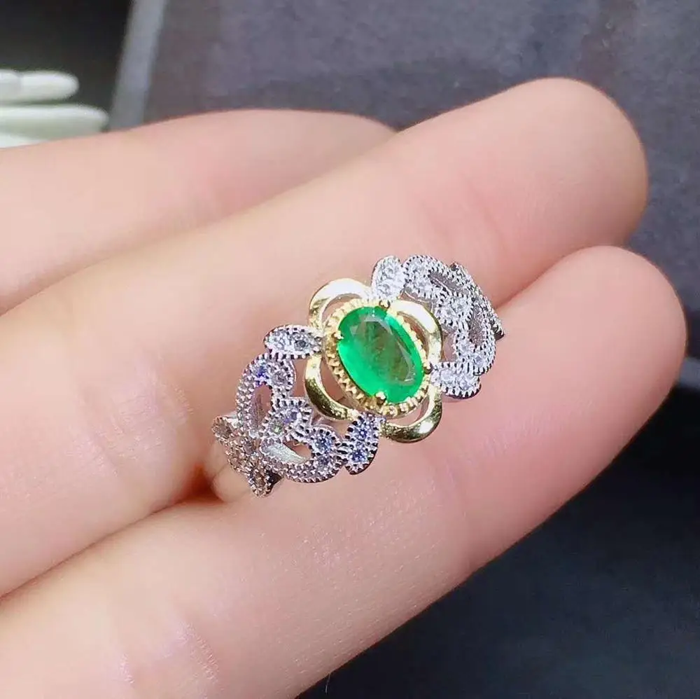 Free shipping Natural emerald ring 925 sterling silver Fine jewelry For men or women | Украшения и аксессуары