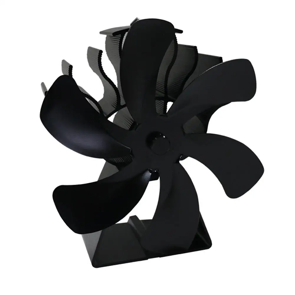 

New Black Fireplace 6 Blades Heat Powered Stove Fan Log Wood Burner Ecofan Quiet Home Fireplace Fan Efficient Heat Distribution