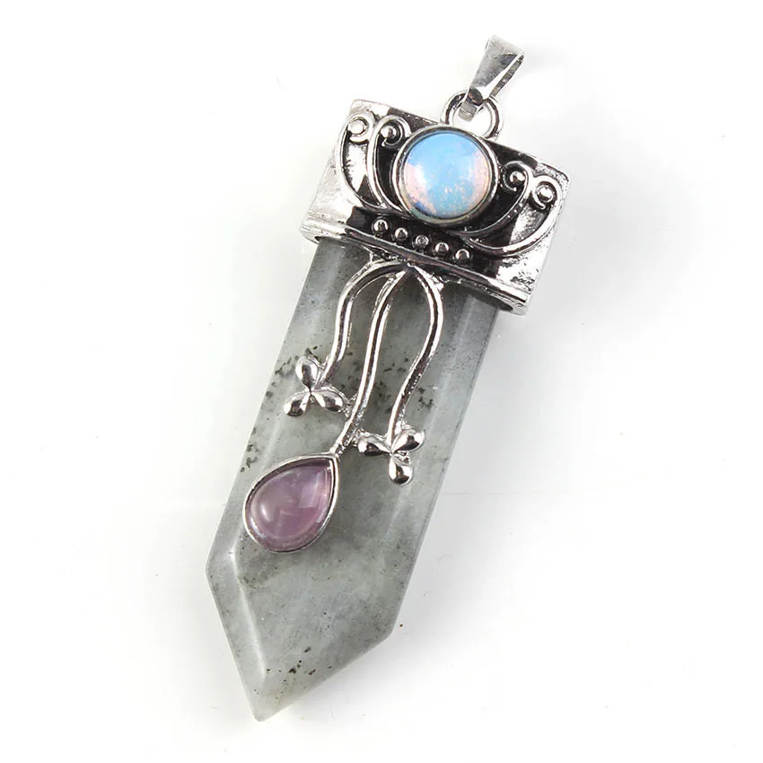 FYJS Unique Silver Plated Flower Sword Shape Amethysts Pendant Vintage Style Tiger Eye Stone Jewelry | Украшения и аксессуары