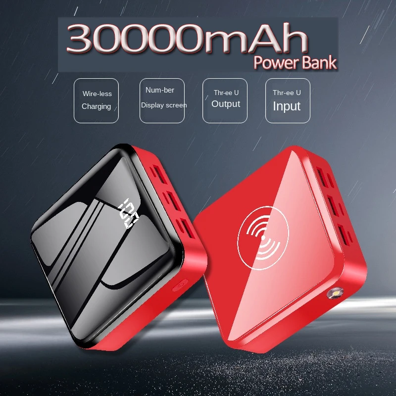 Беспроводное зарядное устройство QI 10000 мАч портативный светодиодный аккумулятор