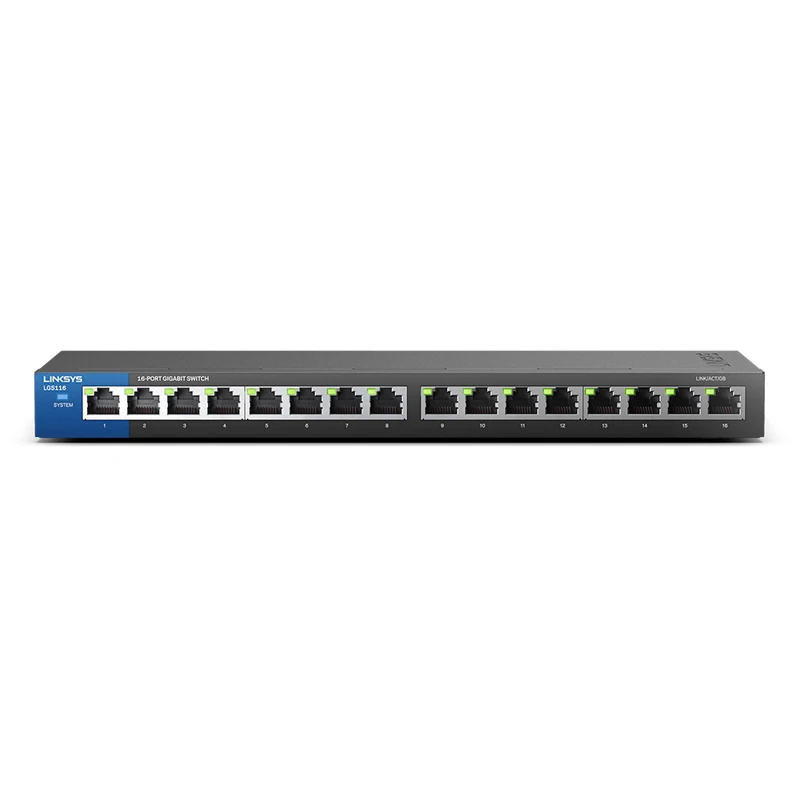 Linksys LGS116 16-Port Business Desktop Gigabit Switch Wired connection speed up to 1000 Mbps 16 Gigabit Ethernet auto-sensing