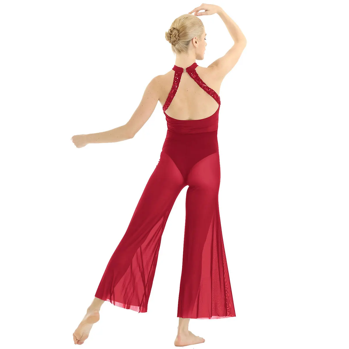 Женский взрослый Холтер шеи без рукавов с открытой спиной блесток Кружева