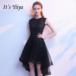 Bridesmaid Dresses Black It's Yiiya R208 Elegant O-neck High Low Length Bridesmaid Dress Sleeveless Wedding Guest Gowns Vestidos Bridesmaid Dresses Black It's Yiiya R208 Elegant O-neck High Low Length Bridesmaid Dress Sleeveless Wedding Guest Gowns Vestidos