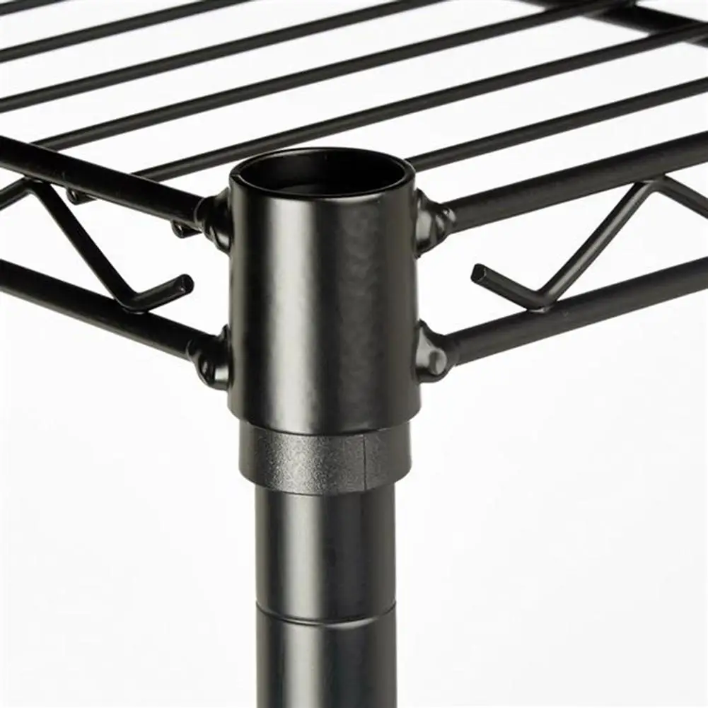 

140x90x35cm 4 Layer Plastic Coated Iron Shelf Storage Stand Organizer Black Kitchen Storage