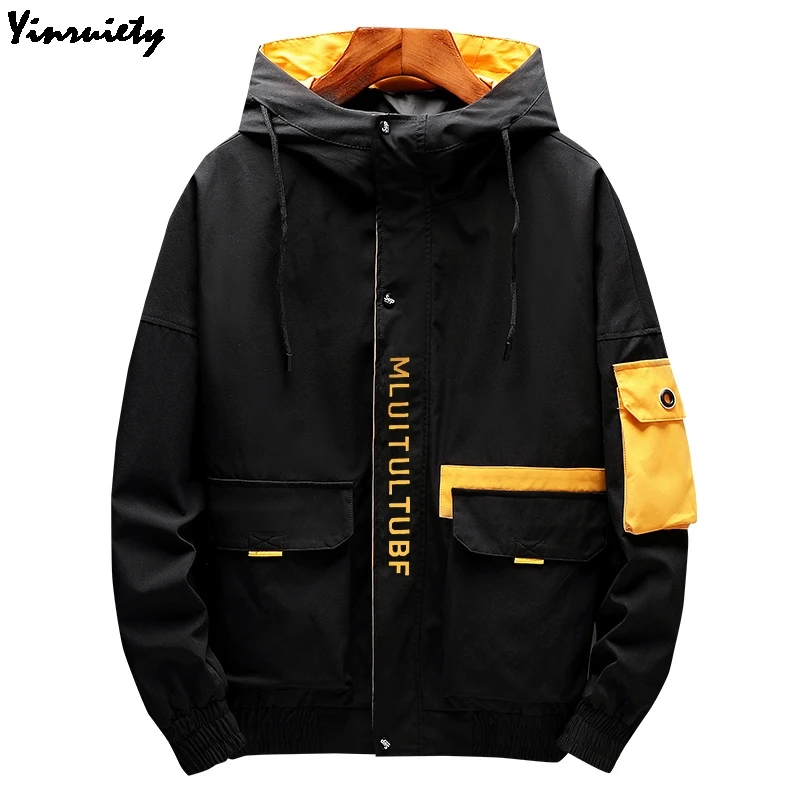 Осень Для мужчин Уличная куртка с капюшоном на открытом воздухе Черный серый