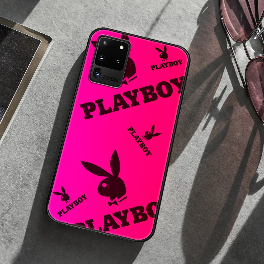 

Playboy Rabbit head Phone Case Cover Hull For Samsung Galaxy S 7 8 9 10 e 20 FE edge uitra plus Note 9 10 20 black Shell Trend