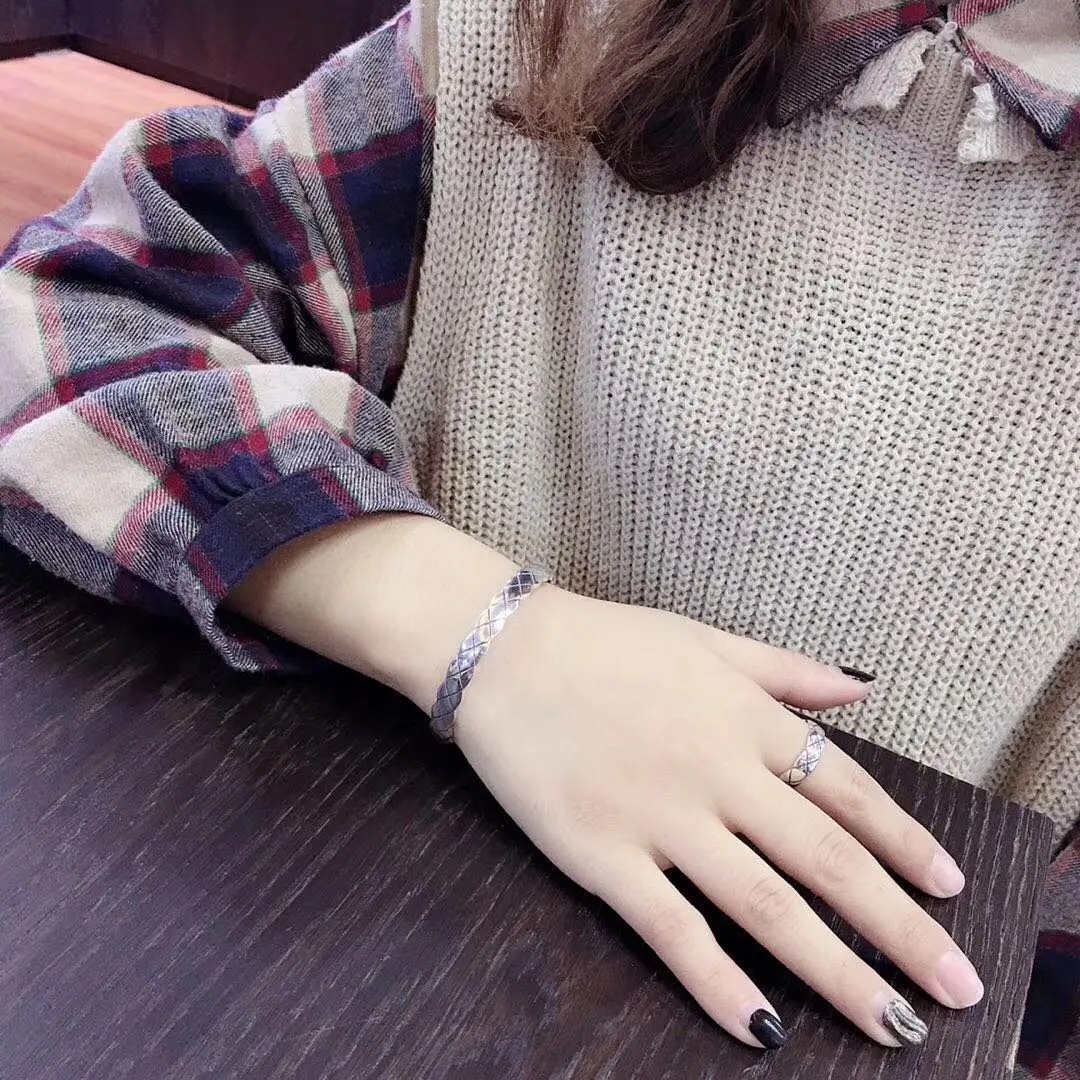 

C202 S925 Sterling Silver Bracelet New Brand Trend Couple C Letter Personality Fashion Style Simple Style Gift Hot Sale