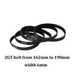 Резиновый Ремень ГРМ GT2, 6 мм, замкнутая петля, 162, 164, 166, 168, 170, 172, 174, 176, 178, 180, 182, 184 мм, запчасти для 3D-принтера 2GT, 1 шт.