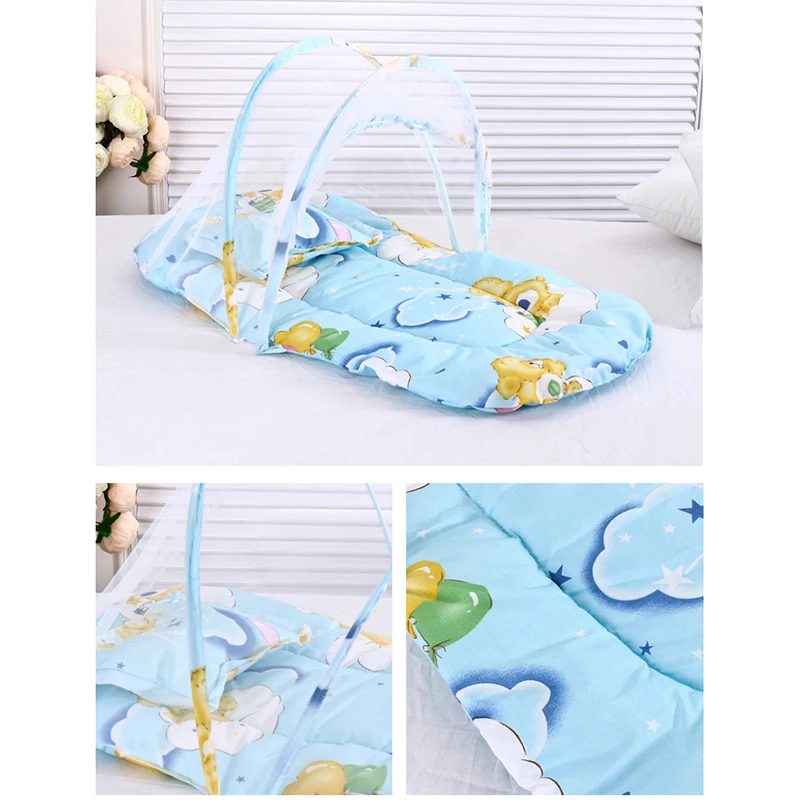 Портативная Складная Детская кровать в горошек на молнии москитная сетка