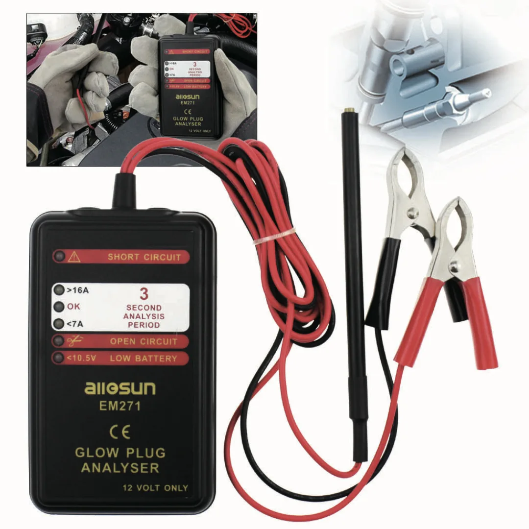 Automotive 12V Glow Plug Fault Diagnosis Instrument Glow Plug Tester Battery Voltage Detection Instrument EM271-140