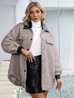 furry lapel cardigans women plush singel breasted long trench coats autumn winter warm thick outwears solid color casual commute