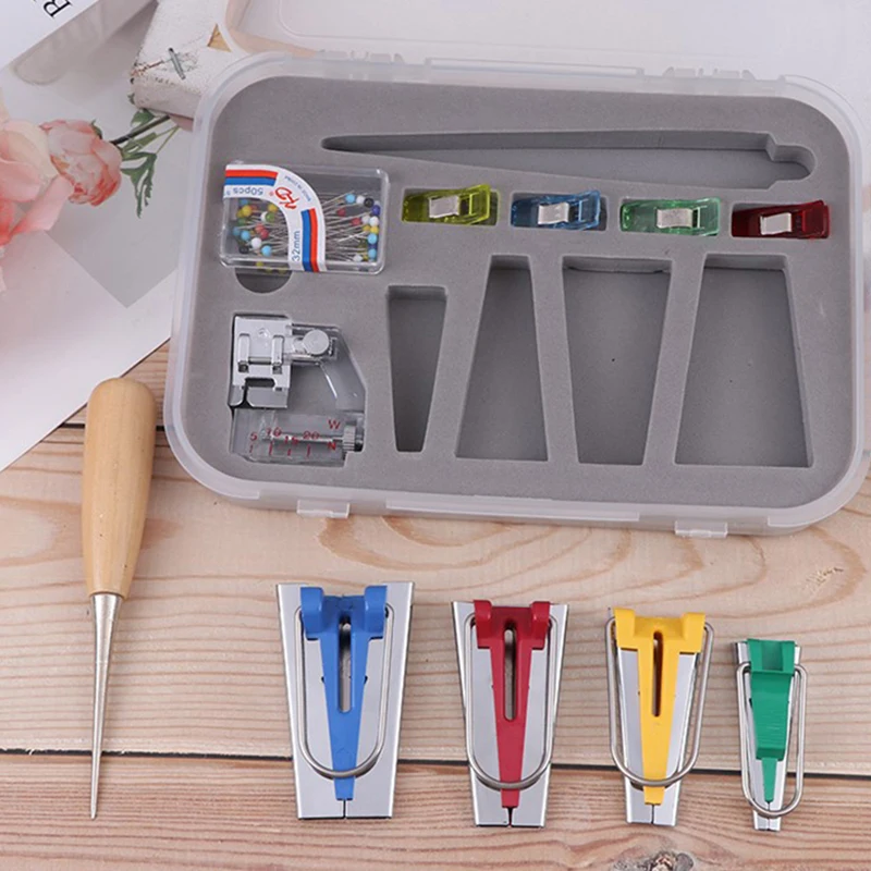 

1set Durable Sewing Tool New Fabric Bias Binding Tape Maker Kit Binder Foot Clip