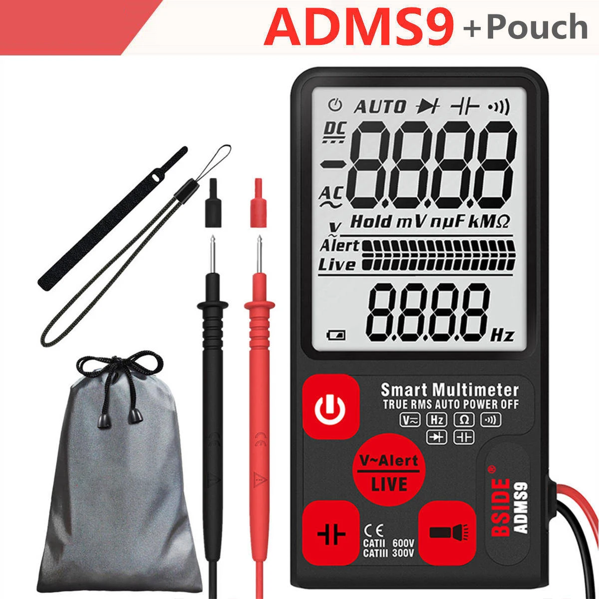 ADMS9-Pouch ADMS7 тестер напряжения 3,5 ''большой ЖК-цифровой умный мультиметр тройной дисплей TRMS 6000 отсчетов DMM с аналоговым барграфом - Цвет: ADMS9-Pouch